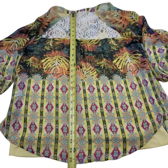 Anthropologie Women M Blouse Fig and Flower Sheer Lace Back Top with Yellow Cami - Picture 7 of 8